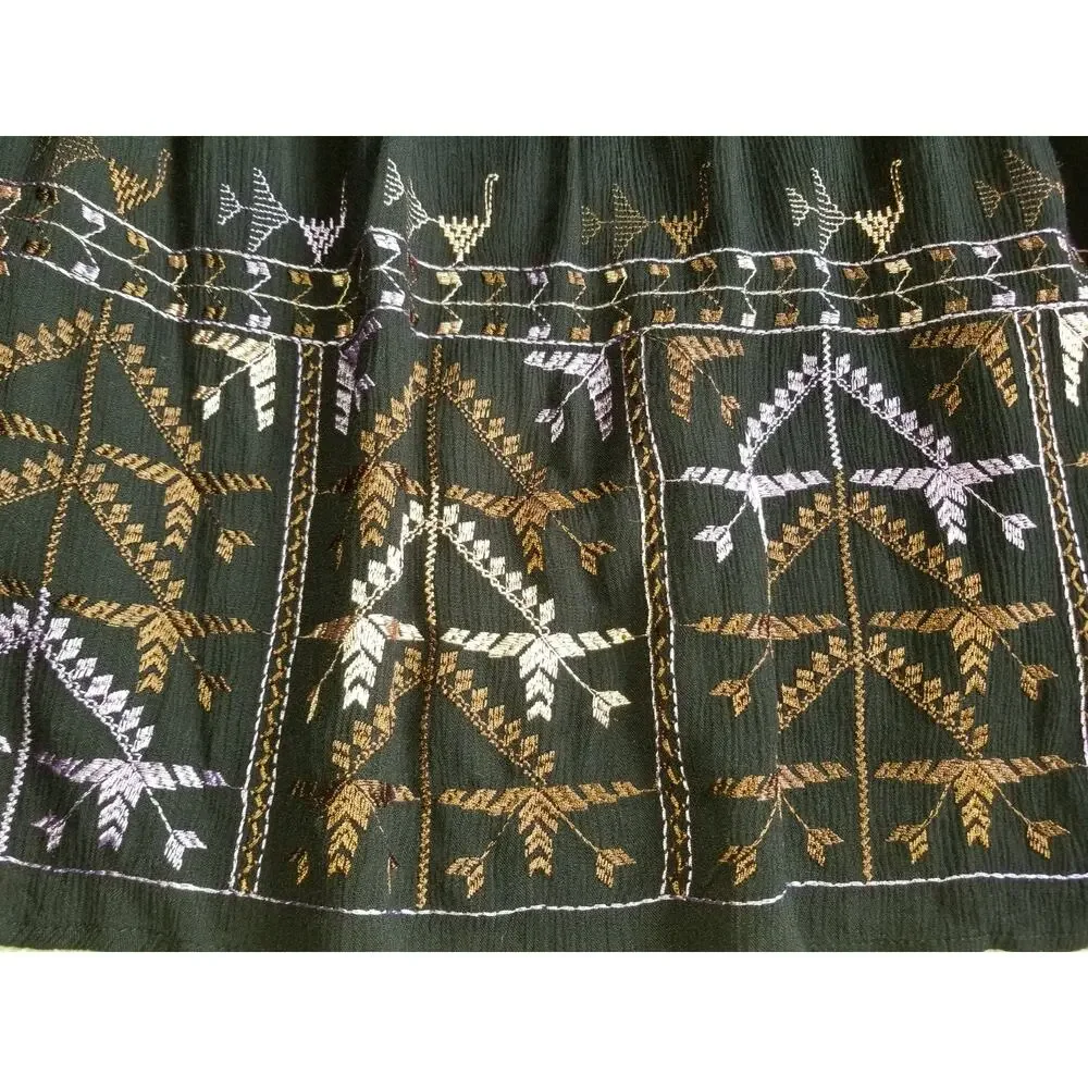 Womens Dress-FREE PEOPLE-black ' Rhiannon Embroidered Mini' gauzy BOHO whimsy-M